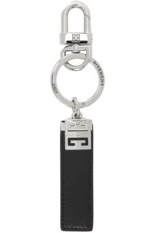 Givenchy: Black & Silver 4G Classic Keychain 